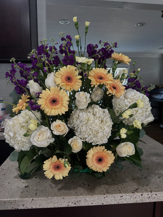 Purple Yellow white Arrangement